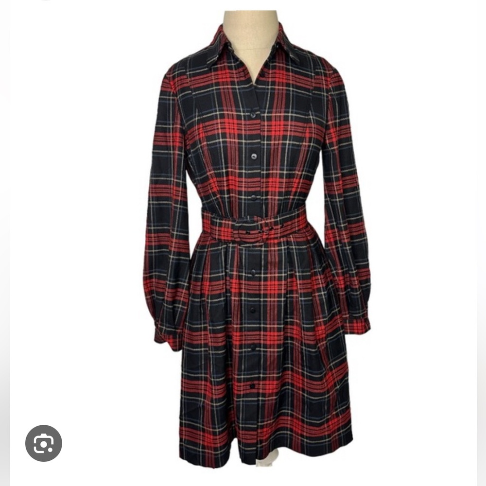 Daniel Cremieux red plaid  shirt dress Sz 8